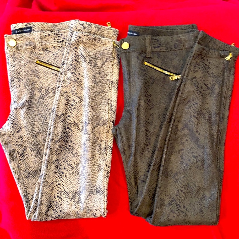Zara Basic Jeggings In Snake Print In Two Colors … - image 1